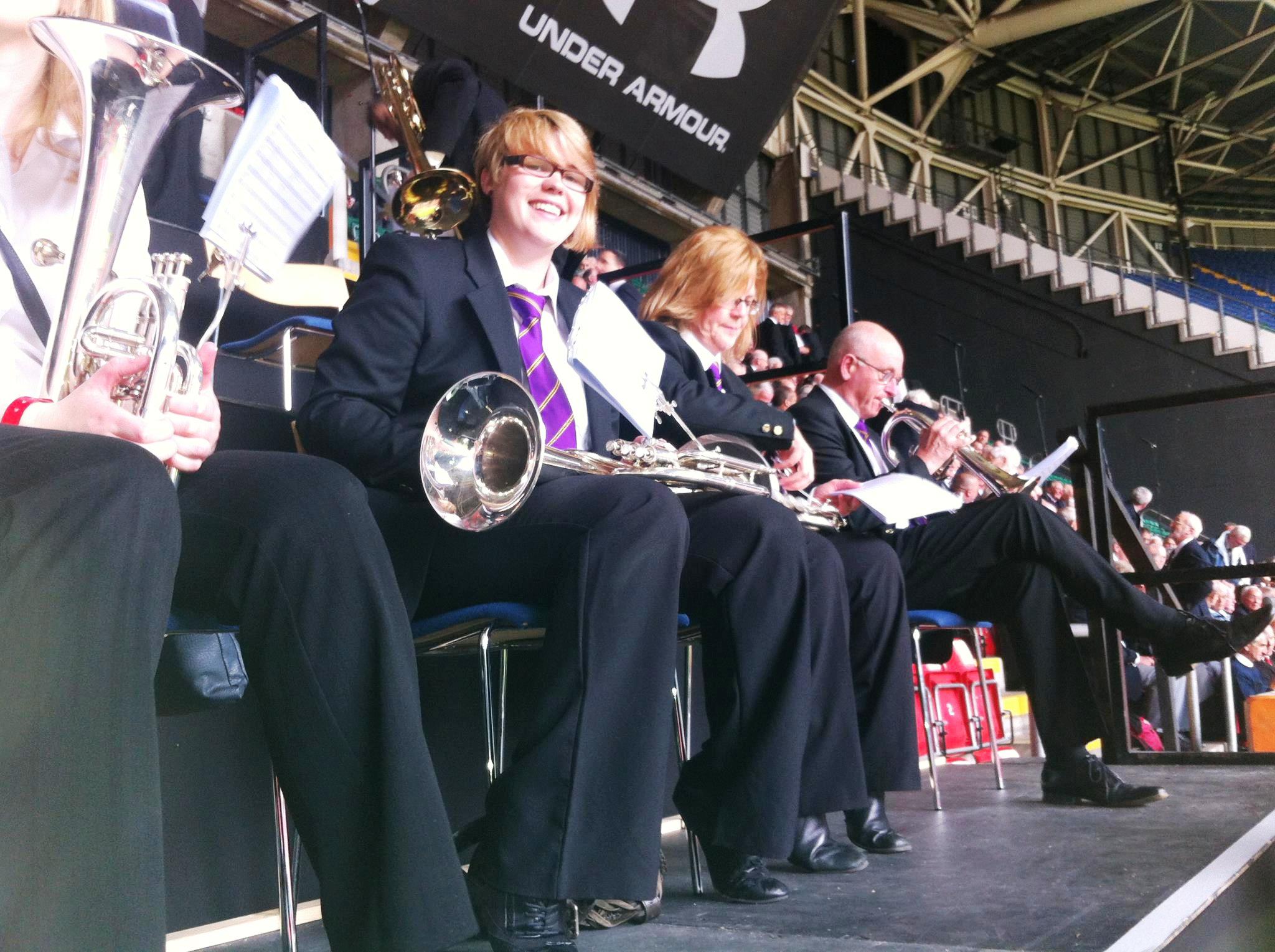 Some of the band enjoying the Millenium Stadium atmosphere