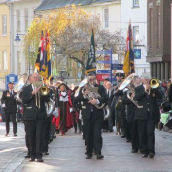 Band leading the Remembrance Parade